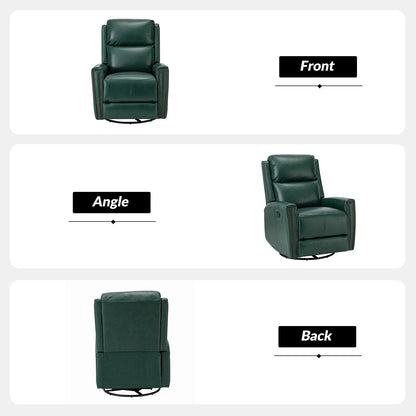 Fiacro 30.31Wide Modern Genuine Leather Wingback Swivel Rocker Recliner with Nailhead Trims