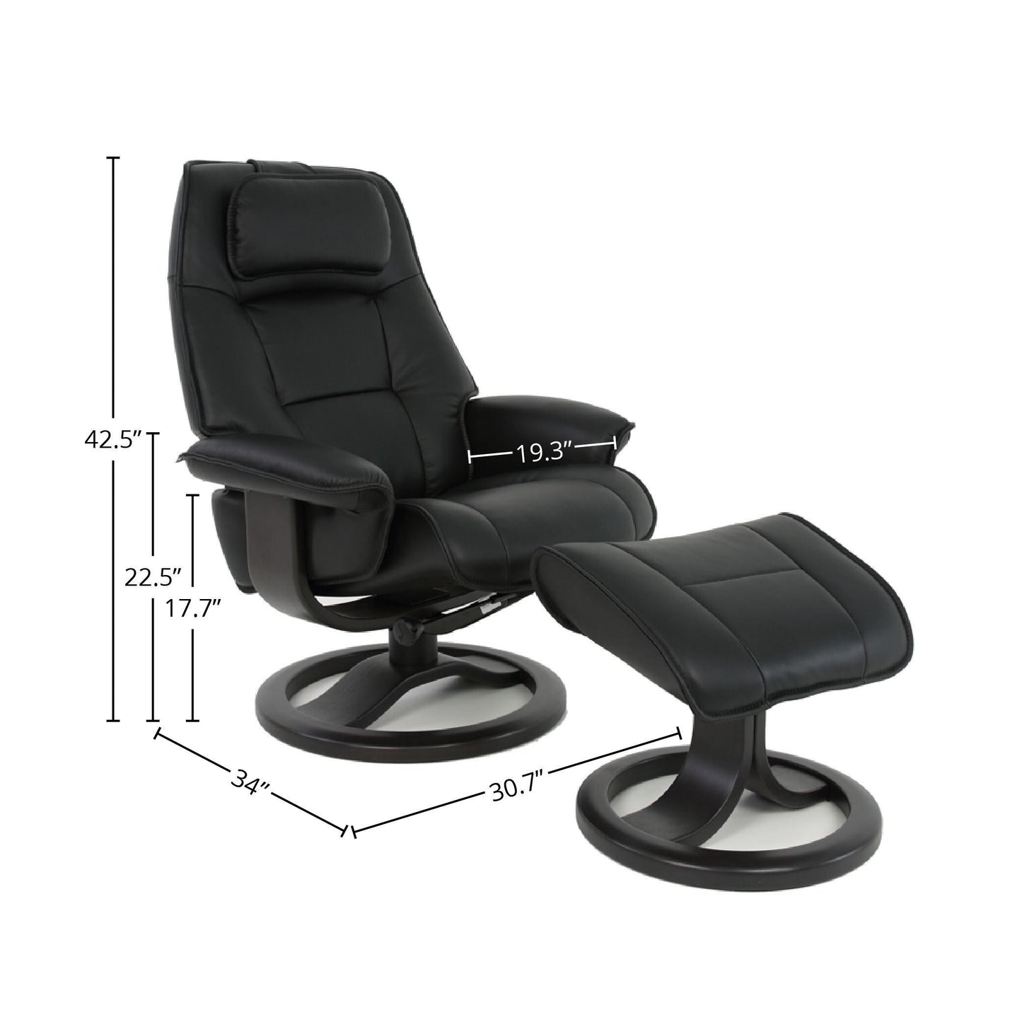 Fjords Admiral R Leather Recliner and Ottoman
