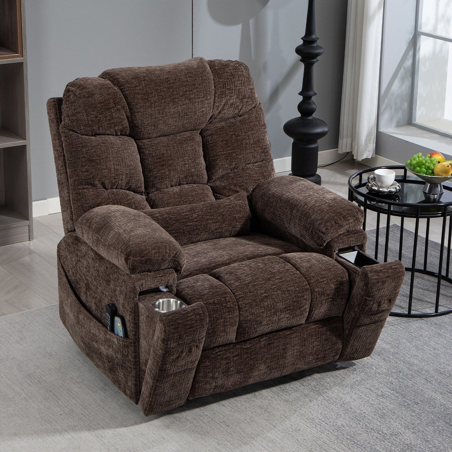 Flagship Dual Motor 26 Oversized Chenille Power Lift Recliner Chair