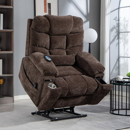 Flagship Dual Motor 26 Oversized Chenille Power Lift Recliner Chair