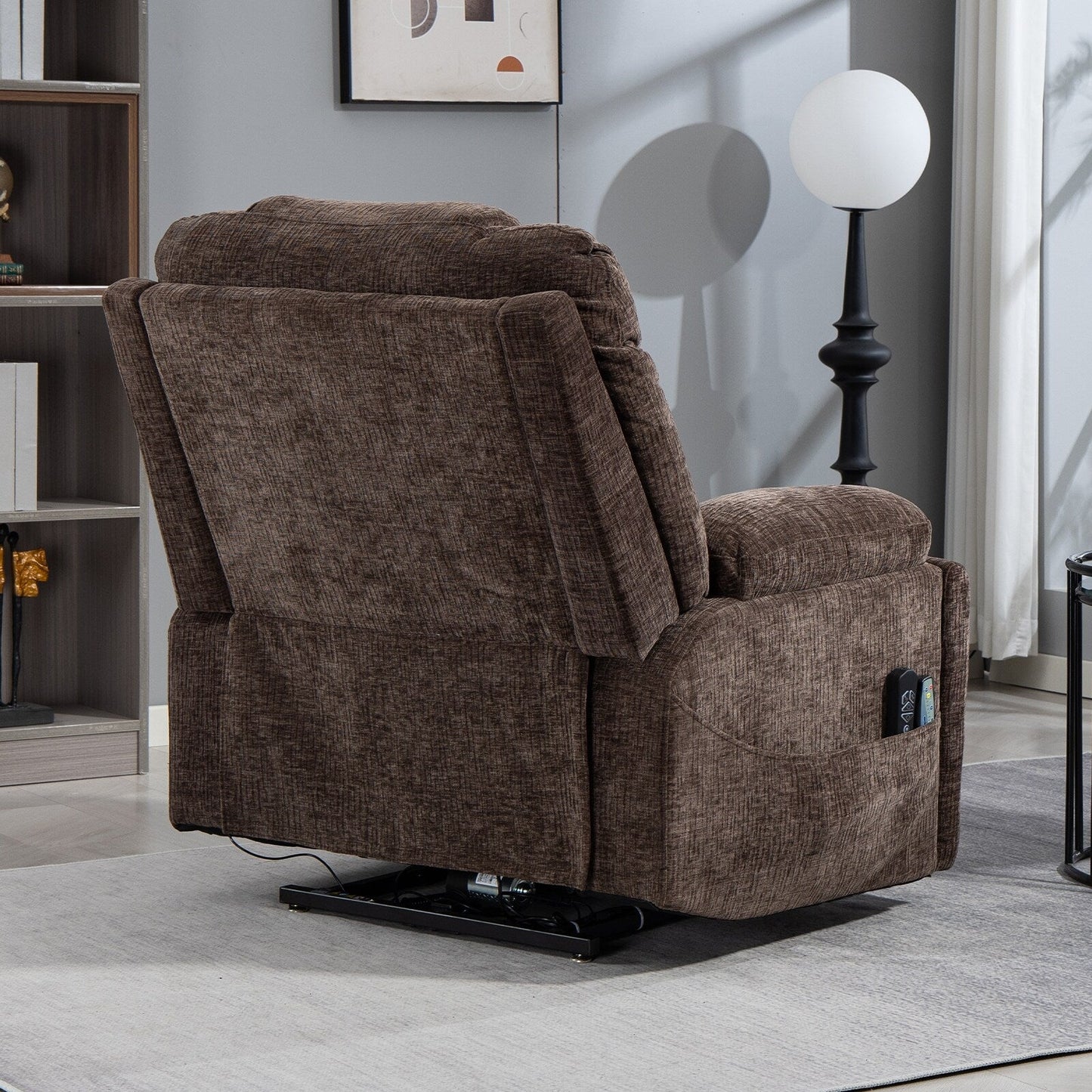 Flagship Dual Motor 26 Oversized Chenille Power Lift Recliner Chair