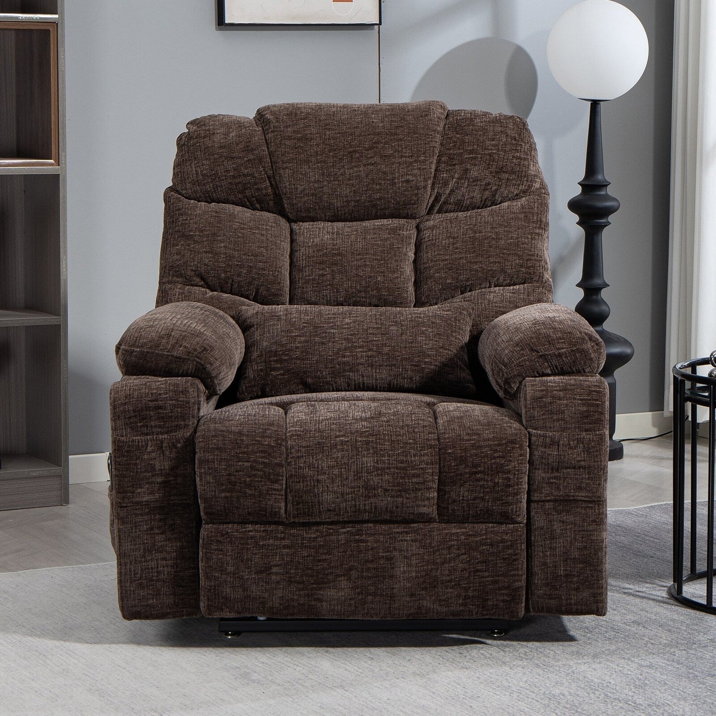 Flagship Dual Motor 26 Oversized Chenille Power Lift Recliner Chair