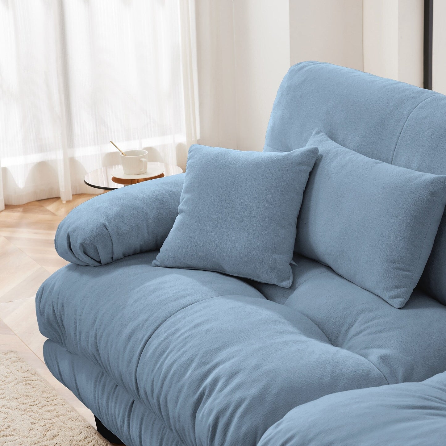 Free Combination Modular Chenille 4-Seater Sectional Sofa with 2 Ottomans and Pillow for Living Room