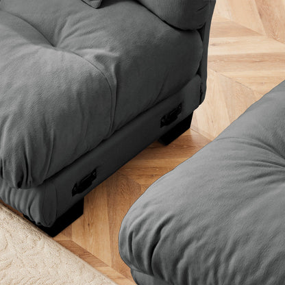 Free Combination Modular Chenille 4-Seater Sectional Sofa with 2 Ottomans and Pillow for Living Room