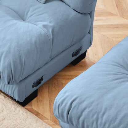 Free Combination Modular Chenille 4-Seater Sectional Sofa with 2 Ottomans and Pillow for Living Room