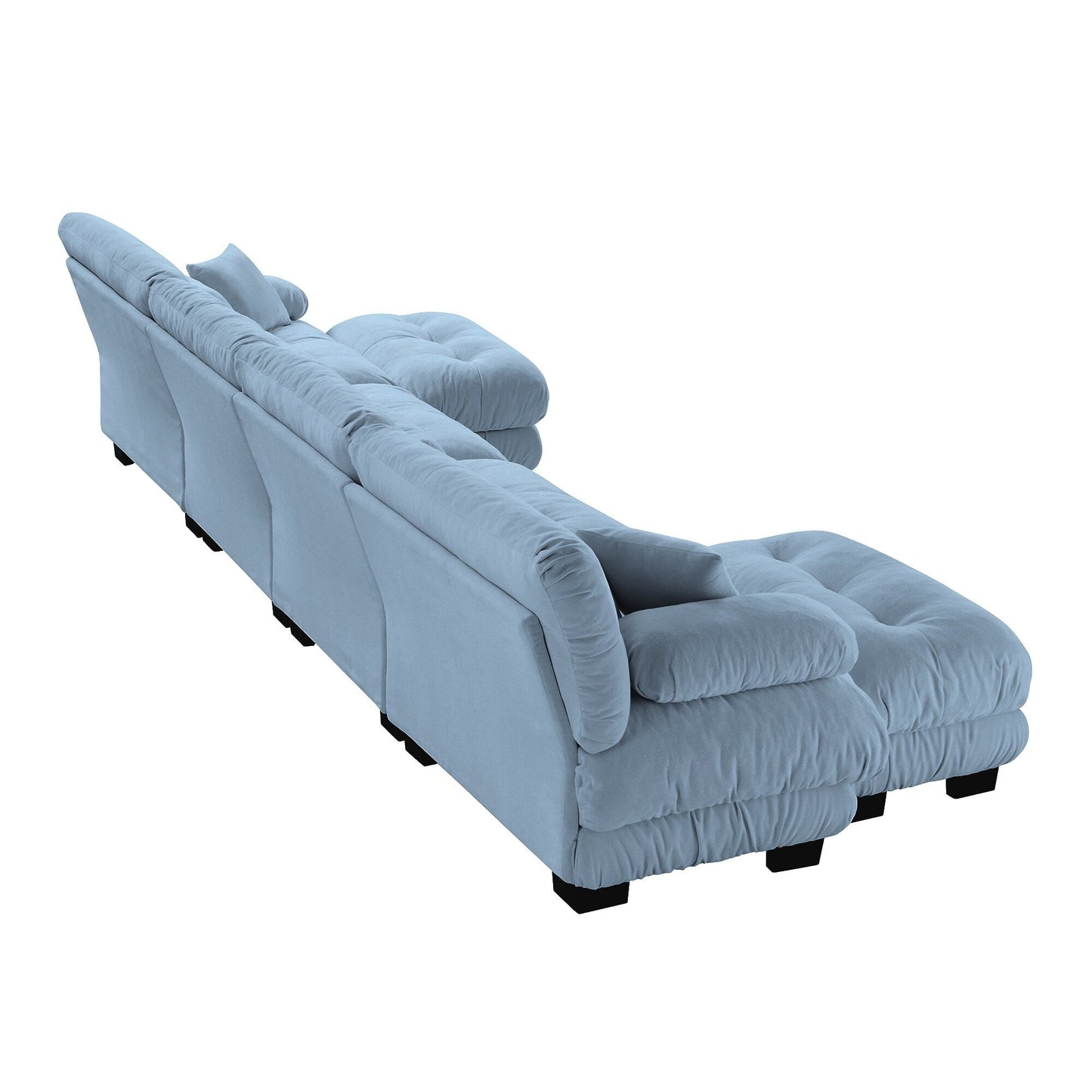 Free Combination Modular Chenille 4-Seater Sectional Sofa with 2 Ottomans and Pillow for Living Room