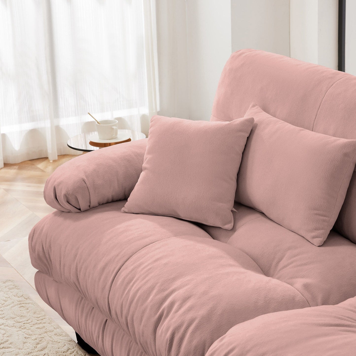 Free Combination Modular Chenille 4-Seater Sectional Sofa with 2 Ottomans and Pillow for Living Room