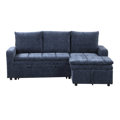 Free Conversion L-Shaped 3-Seat Sectional Sofa Bed with Storage Space and Removable Cushions for Living Room Apartment