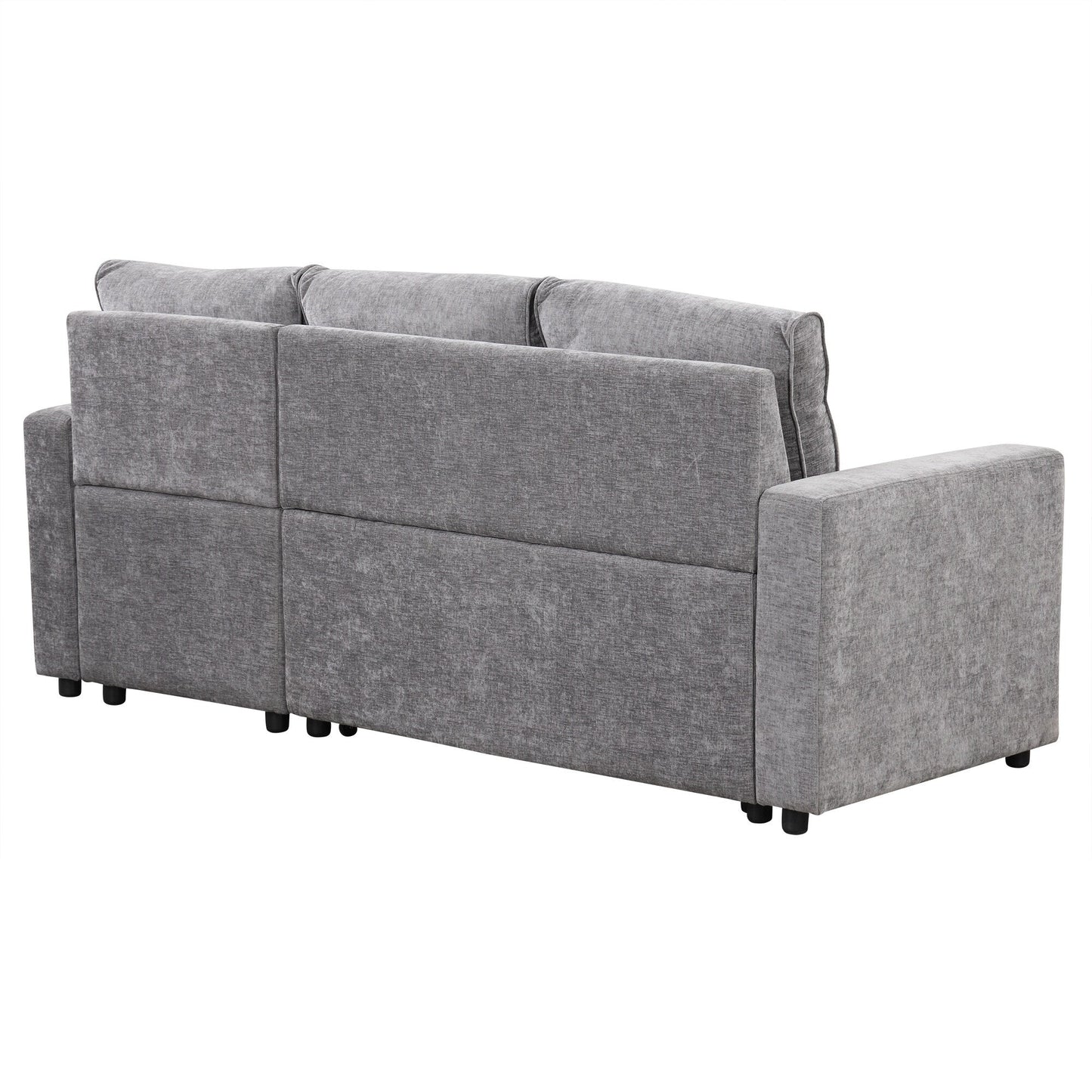 Free Conversion L-Shaped 3-Seat Sectional Sofa Bed with Storage Space and Removable Cushions for Living Room Apartment