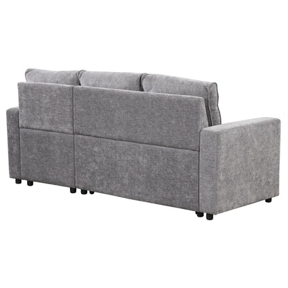 Free Conversion L-Shaped 3-Seat Sectional Sofa Bed with Storage Space and Removable Cushions for Living Room Apartment