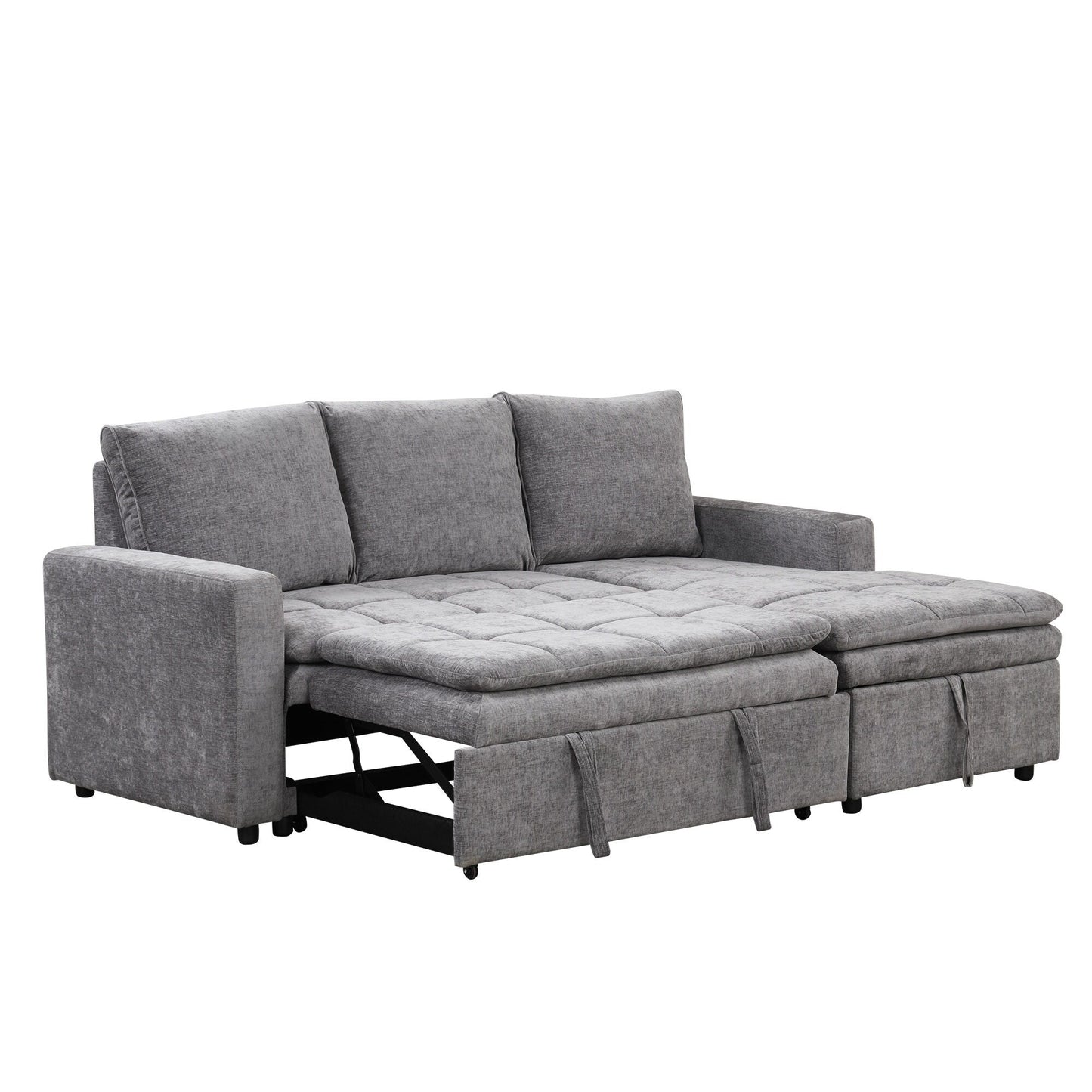 Free Conversion L-Shaped 3-Seat Sectional Sofa Bed with Storage Space and Removable Cushions for Living Room Apartment