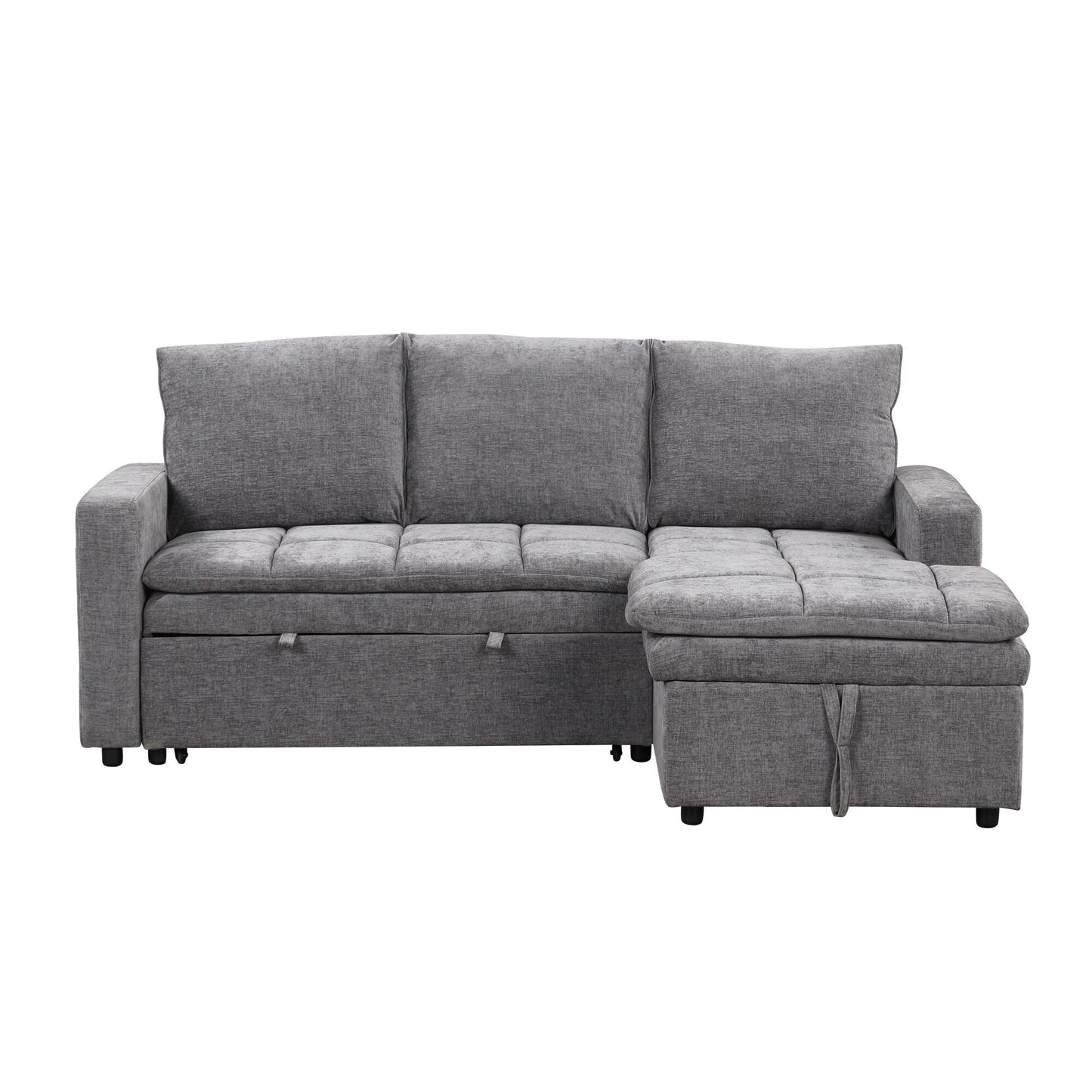 Free Conversion L-Shaped 3-Seat Sectional Sofa Bed with Storage Space and Removable Cushions for Living Room Apartment