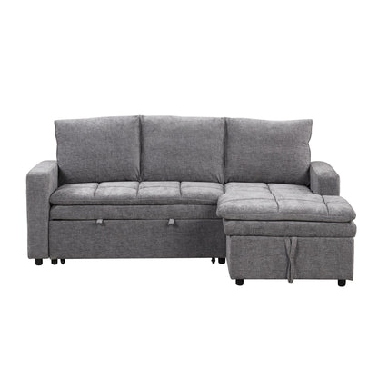 Free Conversion L-Shaped 3-Seat Sectional Sofa Bed with Storage Space and Removable Cushions for Living Room Apartment