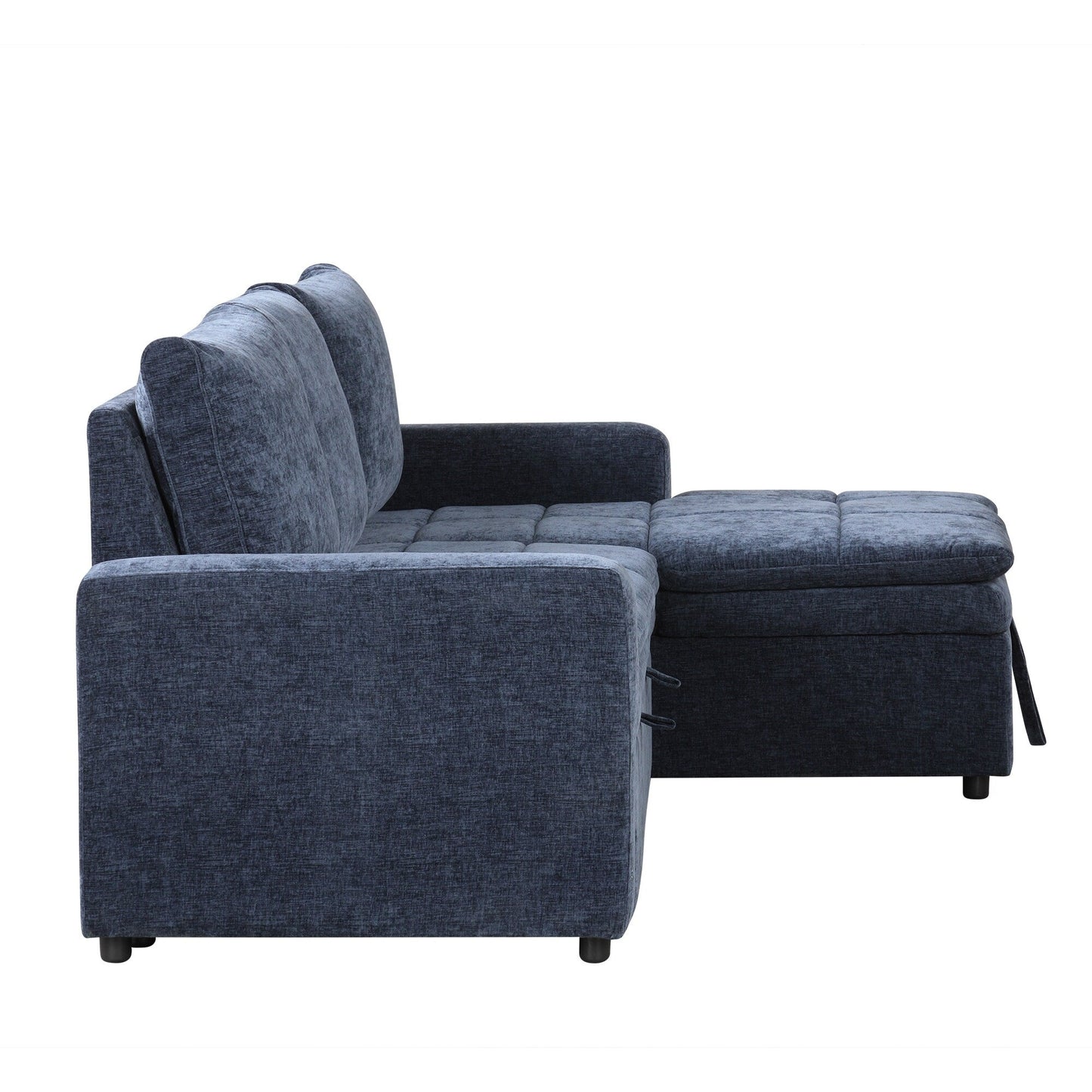 Free Conversion L-Shaped 3-Seat Sectional Sofa Bed with Storage Space and Removable Cushions for Living Room Apartment