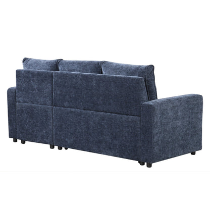 Free Conversion L-Shaped 3-Seat Sectional Sofa Bed with Storage Space and Removable Cushions for Living Room Apartment