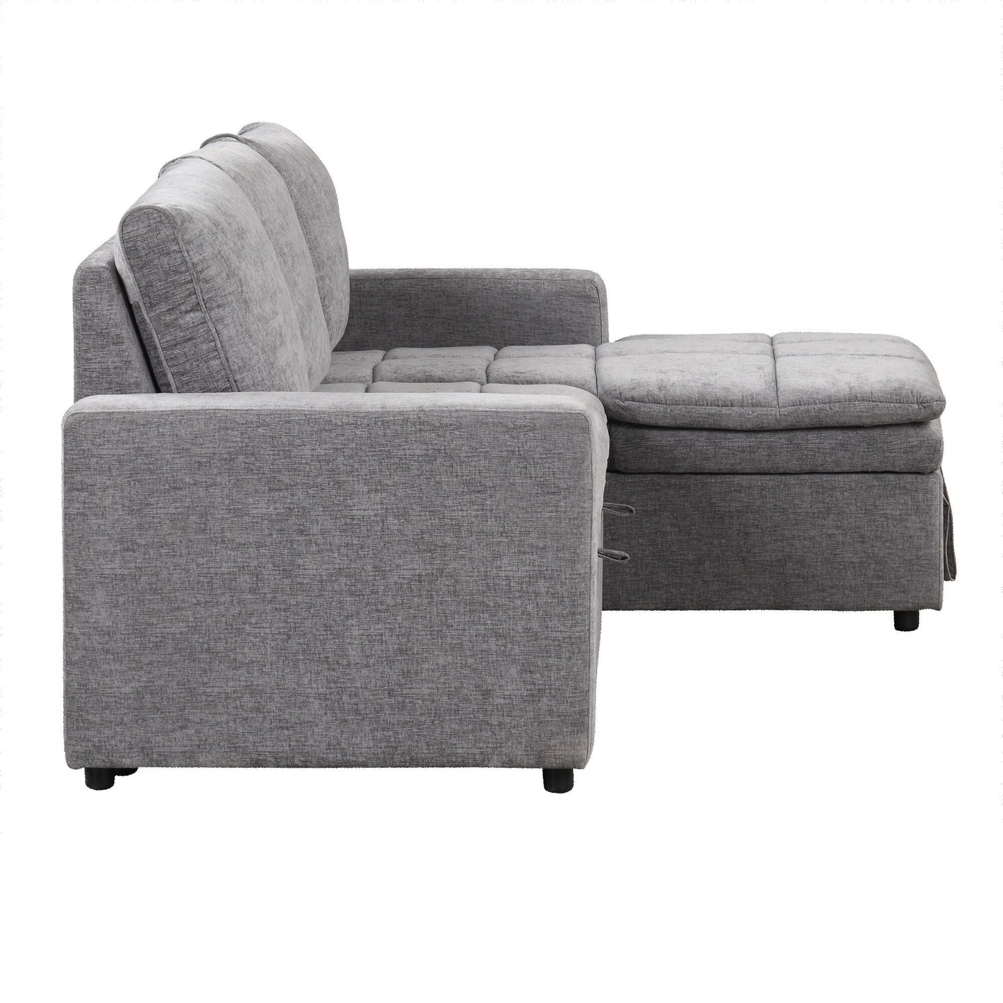 Free Conversion L-Shaped 3-Seat Sectional Sofa Bed with Storage Space and Removable Cushions for Living Room Apartment