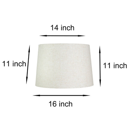 French Drum Lamp Shade, Textured Flax Linen, 12 Top, 14 Bottom, 10 Slant