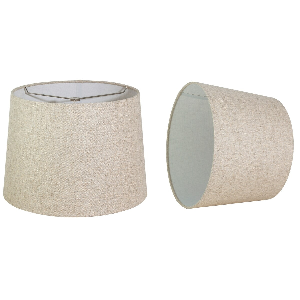 French Drum Lamp Shade, Textured Flax Linen, 12 Top, 14 Bottom, 10 Slant