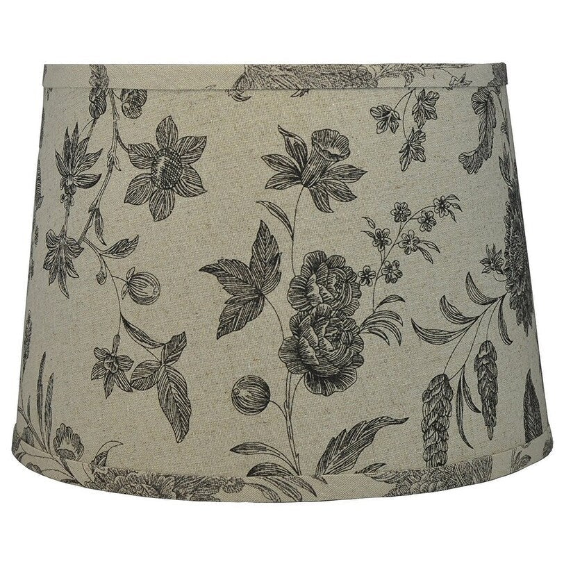 French Drum Lamp Shade, Textured Flax Linen, 12 Top, 14 Bottom, 10 Slant