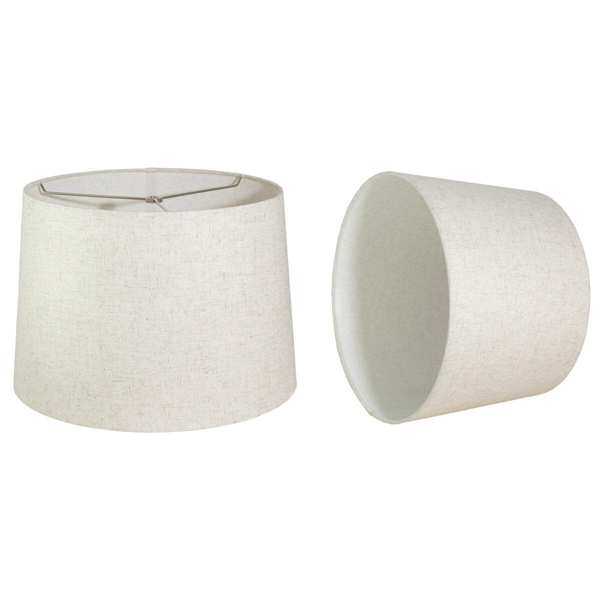 French Drum Lamp Shade, Textured Flax Linen, 12 Top, 14 Bottom, 10 Slant