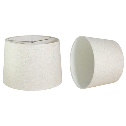 French Drum Lamp Shade, Textured Flax Linen, 12 Top, 14 Bottom, 10 Slant