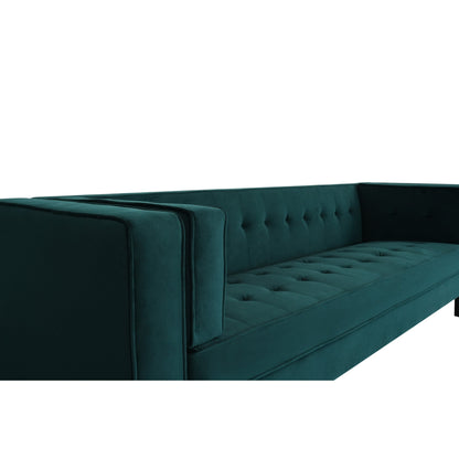 Frosty Green 89.75 Velvet 3-seater Button Tufted Sofa with Wood Legs and Kiln-Dried Hardwood Frame for Living Room