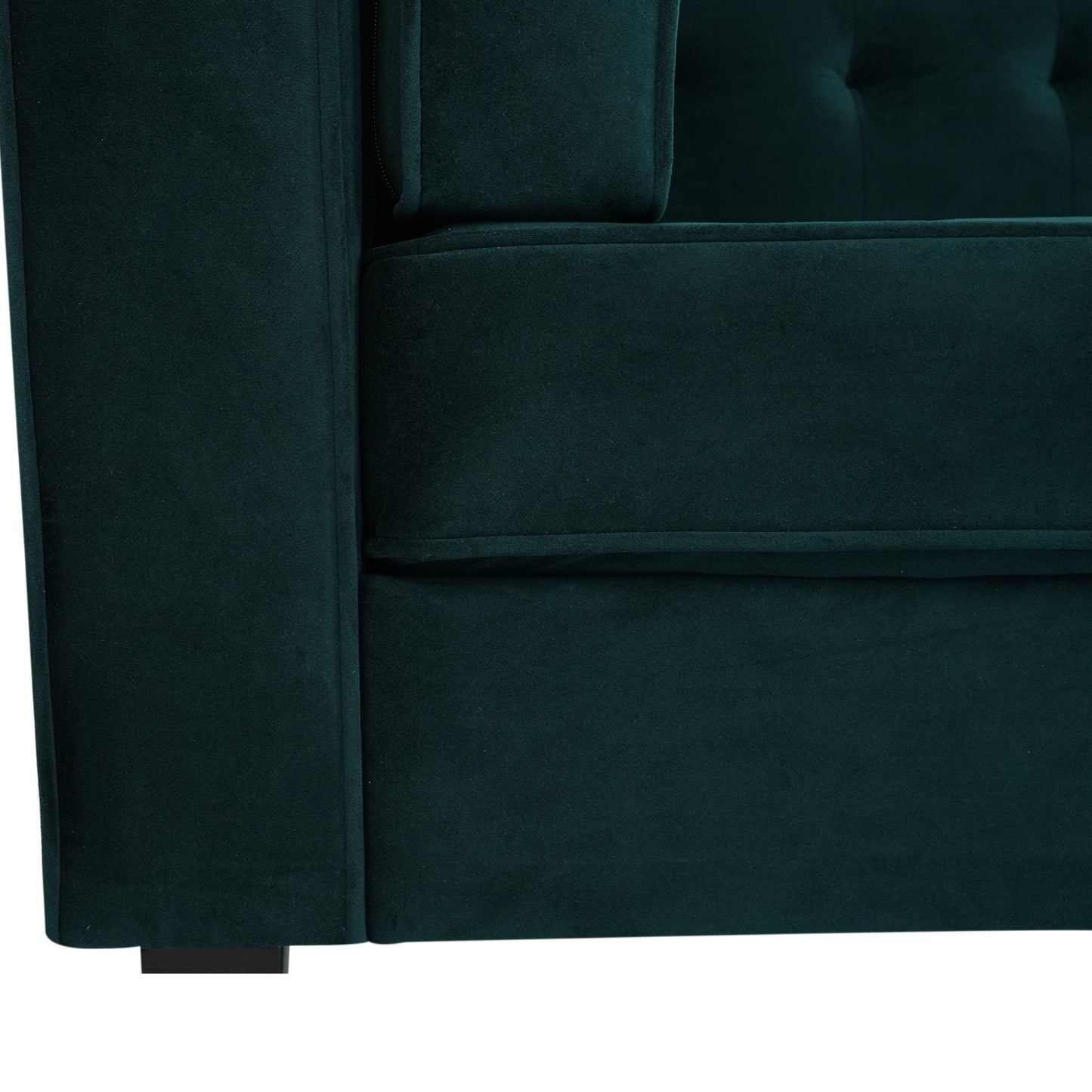 Frosty Green Velvet Button Tufted 3-seater Sofa with Hardwood Frame