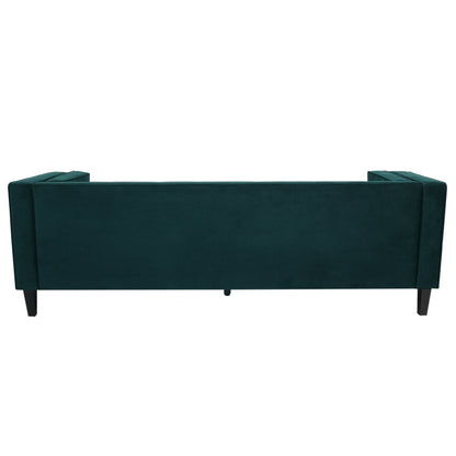 Frosty Green Velvet Button Tufted 3-seater Sofa with Hardwood Frame