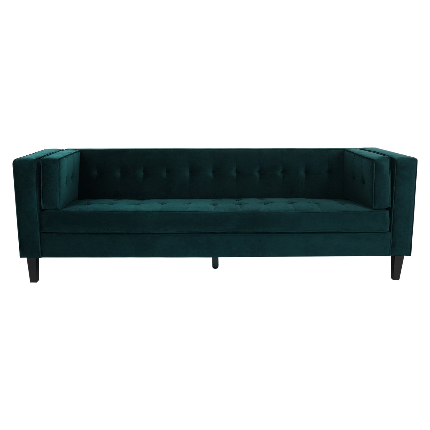 Frosty Green Velvet Button Tufted 3-seater Sofa with Hardwood Frame