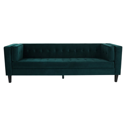 Frosty Green Velvet Button Tufted 3-seater Sofa with Hardwood Frame