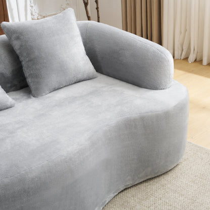 Full Compression L-Shape Sectional Sofa with Curved Chaise, Modular Chenille Couch, Compression Sofa