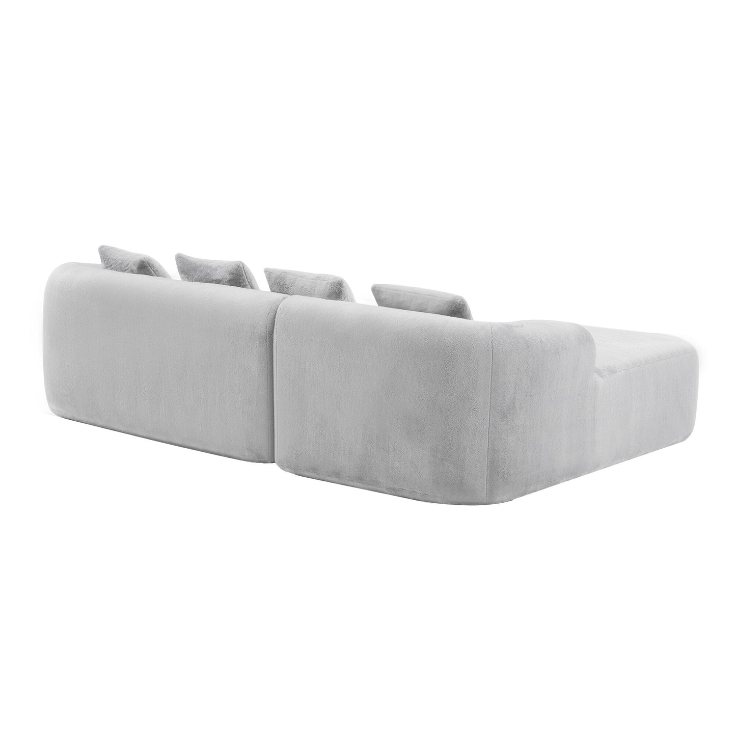 Full Compression L-Shape Sectional Sofa with Curved Chaise, Modular Chenille Couch, Compression Sofa