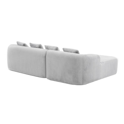 Full Compression L-Shape Sectional Sofa with Curved Chaise, Modular Chenille Couch, Compression Sofa