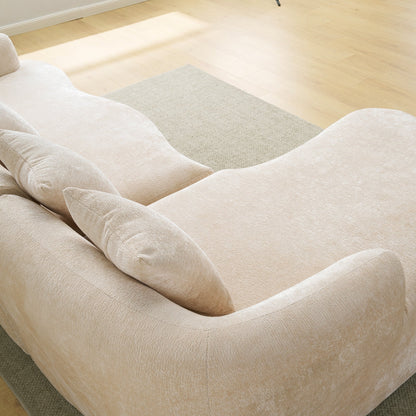 Full Compression L-Shape Sectional Sofa with Curved Chaise, Modular Chenille Couch, Compression Sofa