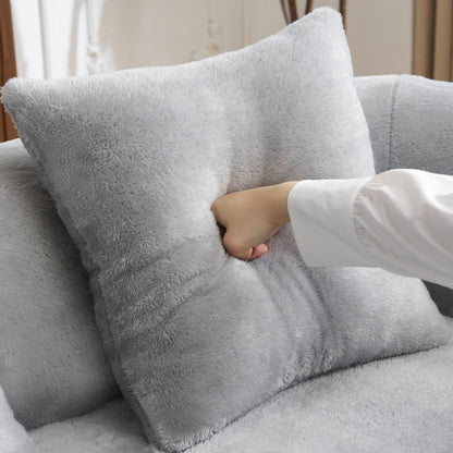 Full Compression L-Shape Sectional Sofa with Curved Chaise, Modular Chenille Couch, Compression Sofa
