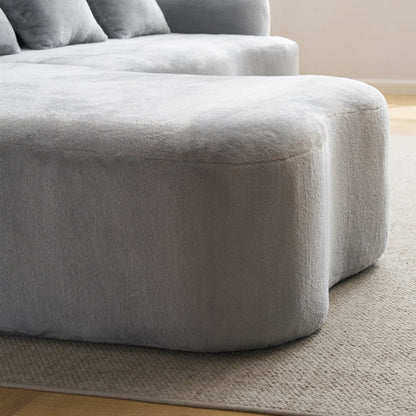Full Compression L-Shape Sectional Sofa with Curved Chaise, Modular Chenille Couch, Compression Sofa