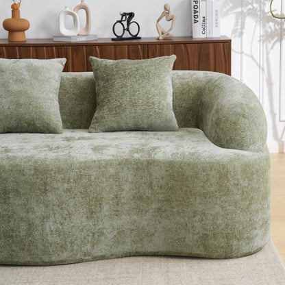 Full Compression L-Shape Sectional Sofa with Curved Chaise, Modular Chenille Couch, Compression Sofa