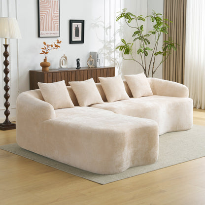 Full Compression L-Shape Sectional Sofa with Curved Chaise, Modular Chenille Couch, Compression Sofa