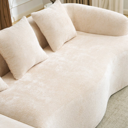 Full Compression L-Shape Sectional Sofa with Curved Chaise, Modular Chenille Couch, Compression Sofa