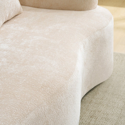 Full Compression L-Shape Sectional Sofa with Curved Chaise, Modular Chenille Couch, Compression Sofa