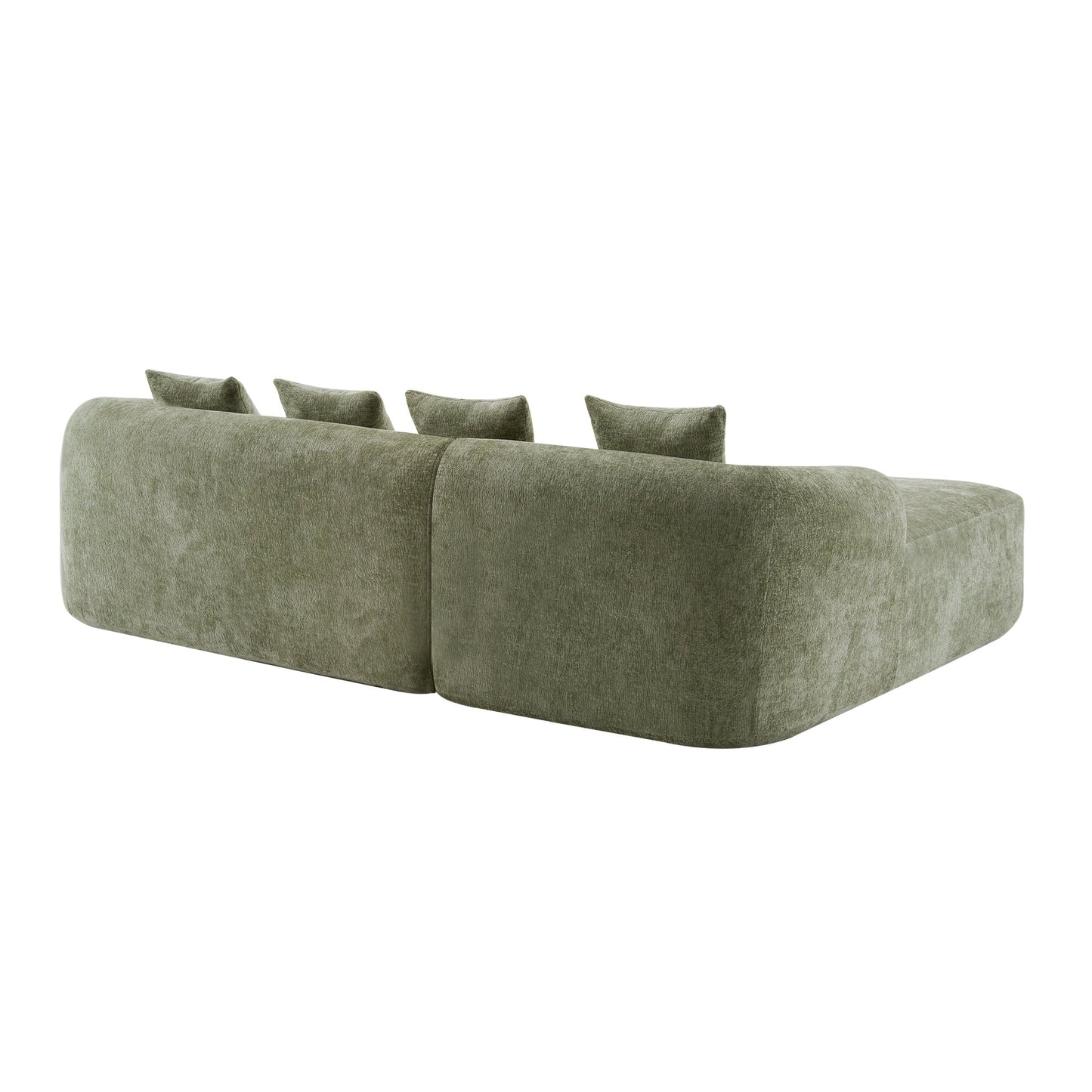 Full Compression L-Shape Sectional Sofa with Curved Chaise, Modular Chenille Couch, Compression Sofa
