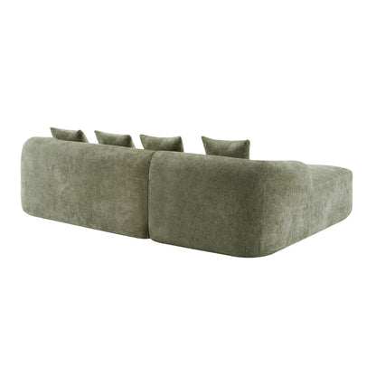 Full Compression L-Shape Sectional Sofa with Curved Chaise, Modular Chenille Couch, Compression Sofa