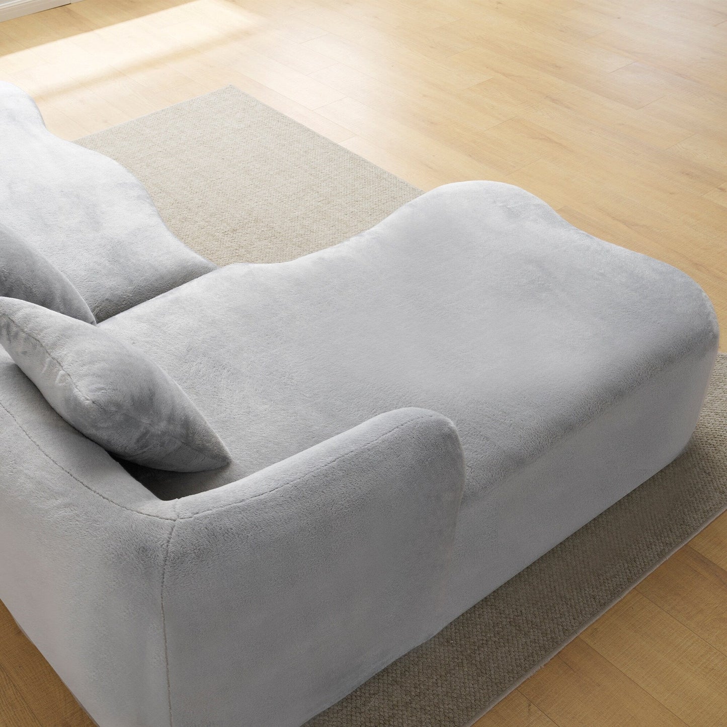 Full Compression L-Shape Sectional Sofa with Curved Chaise, Modular Chenille Couch, Compression Sofa