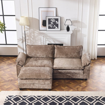 Full KD Double Cushion Chenille Sofa with Ottoman