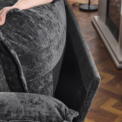 Full KD Double Cushion Chenille Sofa with Ottoman