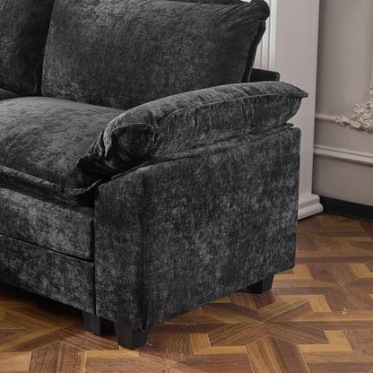 Full KD Double Cushion Chenille Sofa with Ottoman