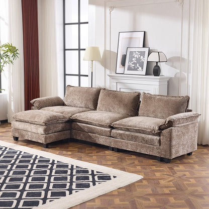 Full KD Double Cushion Chenille Sofa with Ottoman