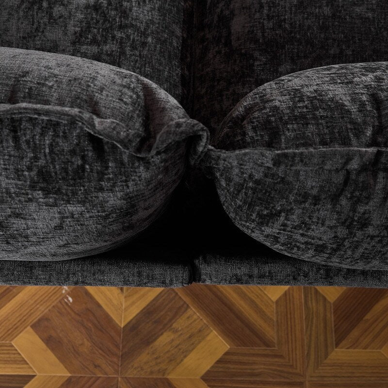 Full KD Double Cushion Chenille Sofa with Ottoman
