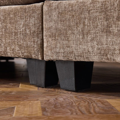Full KD Double Cushion Chenille Sofa with Ottoman