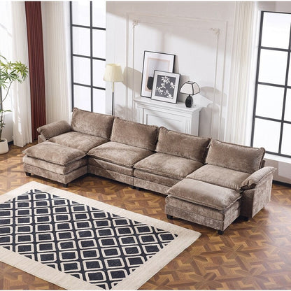 Full KD Double Cushion Chenille Sofa with Ottoman